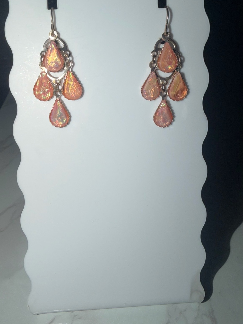 & Other Stories Iridescent Peach Teardrop Dangle Earrings